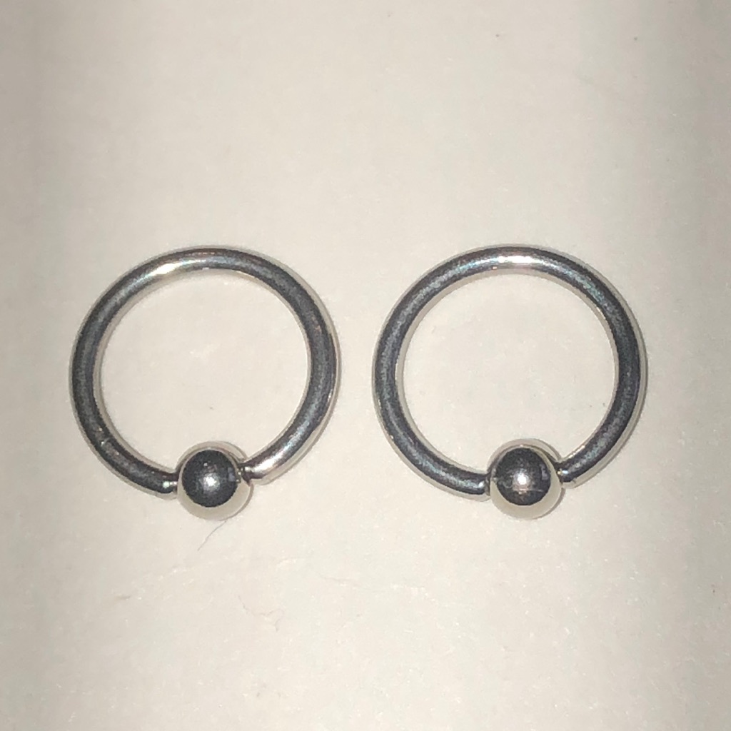 Silver Tone Stainless Steel Captive Bead 16 Gauge Body Piercing Earrings
